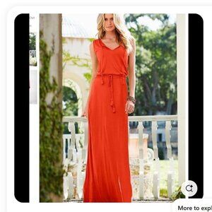Venus Maxi Dress Orange Sleeveless Tassels Size Large